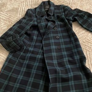 Club Monaco tartan plaid black/green/blue 3 button tailored coat- Women’s Large